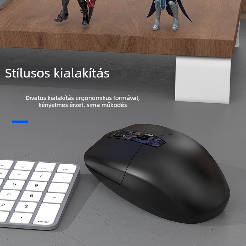Vezeték nélküli optikai egér, 1200dpi, USB interfész, 2.4GHz vezeték nélküli kapcsolat, 10 m hatótávolság