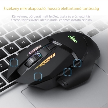 Q826 játék egér USB-kábeles, 2400 DPI, 6 gomb, ergonómikus kialakítás
