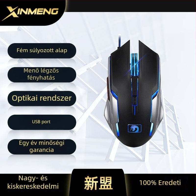 Vezetékes egér, USB interfész, 6 gomb, PC-vel és laptopokkal kompatibilis
