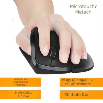 Mctradle ergonomikus vezeték nélküli balkezes USB egér, 2400dpi/6 gomb