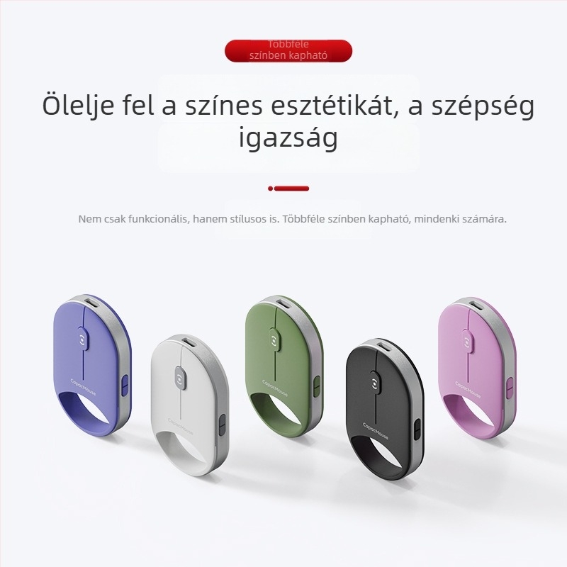 Cap5 Capacmouse hordozható mini, csendes hárommódú vezeték nélküli egér telefonhoz, laptophoz és tablethez – ergonómikus, szürke, 4000 DPI