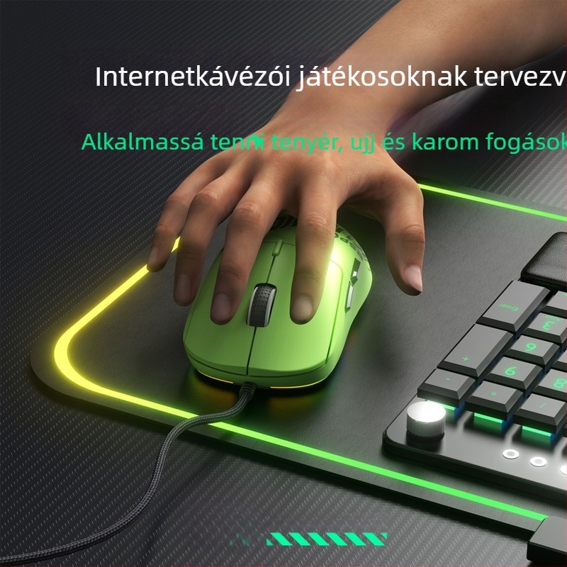 Játékegér 7200 DPI optikai érzékelővel, 6 programozható gombbal, USB-kábeles csatlakozás, ergonómikus kialakítás, 1,8 m-es kábel