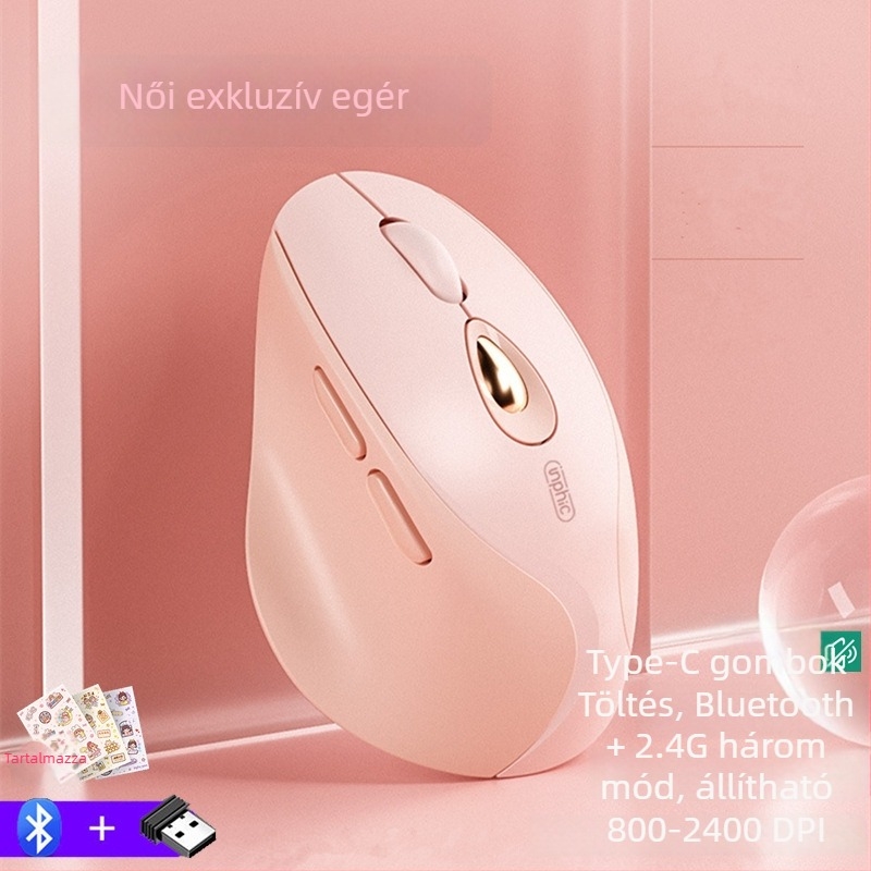 M8P vezeték nélküli egér, 1600dpi, 4 gomb, USB-vevő, ergonómikus laptopokhoz