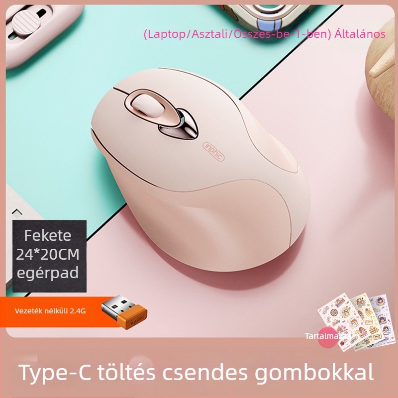 M8P vezeték nélküli egér, 1600dpi, 4 gomb, USB-vevő, ergonómikus laptopokhoz