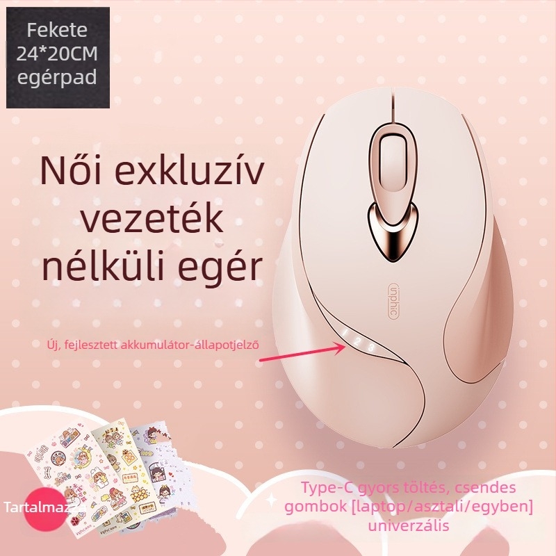 M8P vezeték nélküli egér, 1600dpi, 4 gomb, USB-vevő, ergonómikus laptopokhoz