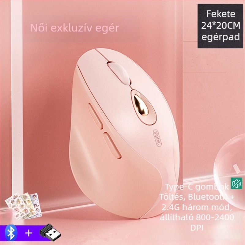M8P vezeték nélküli egér, 1600dpi, 4 gomb, USB-vevő, ergonómikus laptopokhoz
