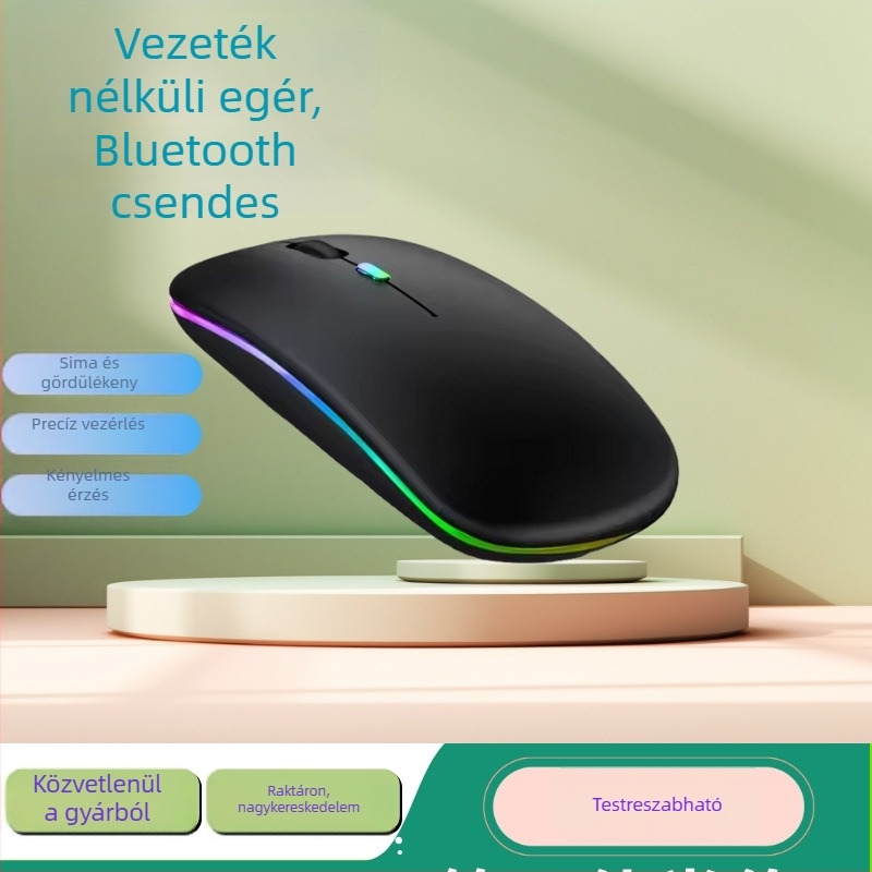 Vezeték nélküli halk egér, kettős Bluetooth móddal és töltéssel, zökkenőmentes működés és hosszú üzemidő