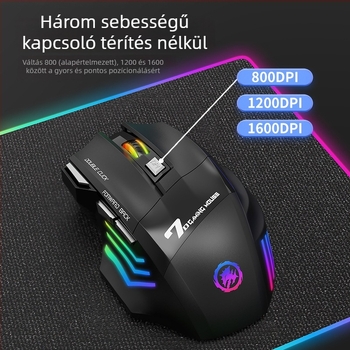 X7 vezeték nélküli gamer egér, 7 gombos, 1600 DPI optikai szenzor, csendes működés, ergonikus kialakítás, Bluetooth és 2,4 GHz vezeték nélküli kapcsolat