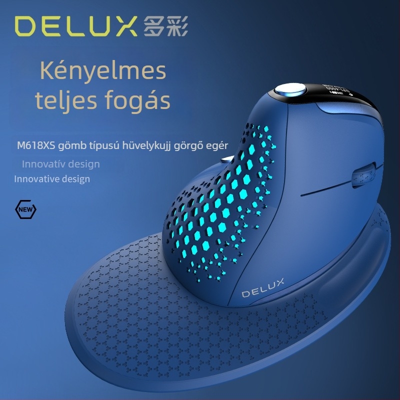 Optikai függőleges egér, ergonómiai kialakítás, három módú kapcsolat (kábeles + Bluetooth + 2,4 GHz), 4000 DPI, USB, 6 gomb, modell M618XS