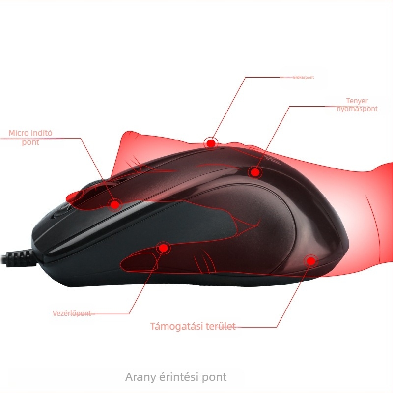 F370 optikai USB egér, vezetékes, 1000dpi, 3 gomb