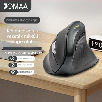 JOMAA vezeték nélküli függőleges egér - 2.4G + Bluetooth, 4000 DPI, négy DPI-szint, ergonómikus, újratölthető