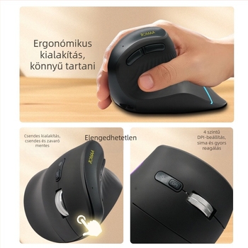 JOMAA vezeték nélküli függőleges egér - 2.4G + Bluetooth, 4000 DPI, négy DPI-szint, ergonómikus, újratölthető