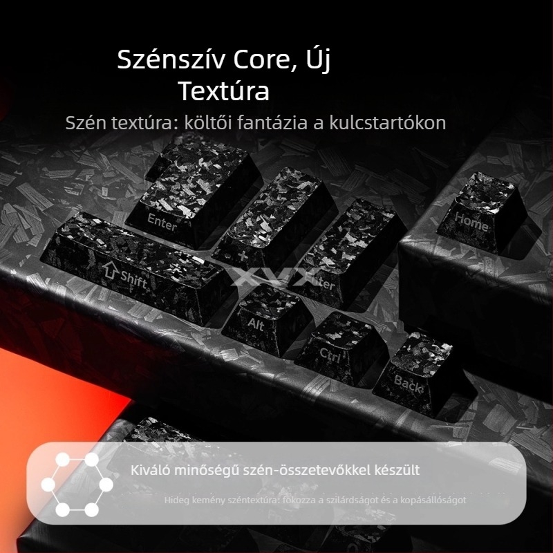 ABS billentyűhéjak satírozott karbon textúrával, oldalsó gravírozással, átlátszatlanok, kompatibilis 68/75/87/98/108 billentyűzettel a Wooting Night Demonhez