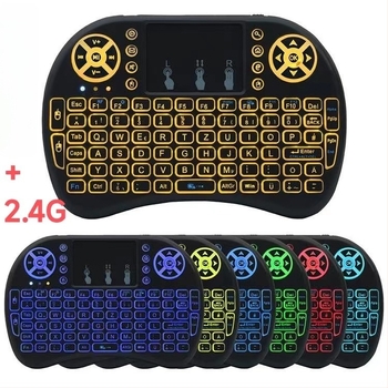 I8 Mini Vezeték nélküli billentyűzet légi egérrel és háttérvilágítással (USB, 10 m hatótáv, súly 0,13 kg)