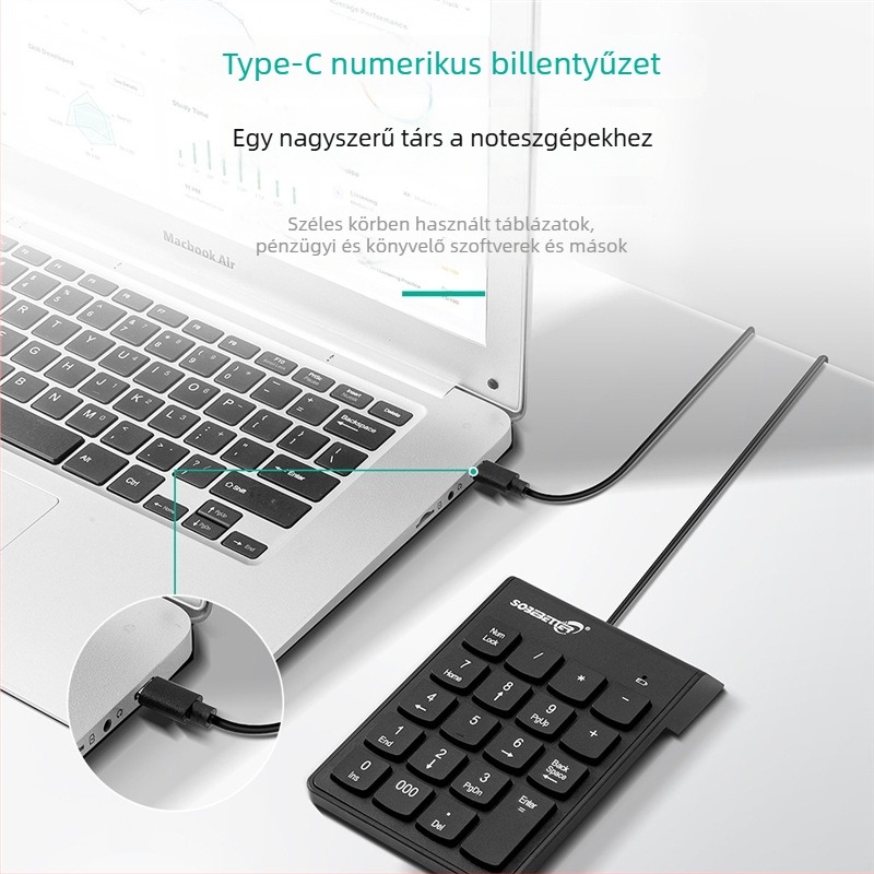 Digitális billentyűzet vezetékes kapcsolattal, X architektúra gombtechnológia, ABS test, vízálló