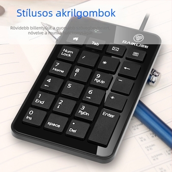Laptophoz numerikus billentyűzet, vezetékes, 98+ billentyű, tenyér-támasz, optikai tengely, kompatibil laptophoz