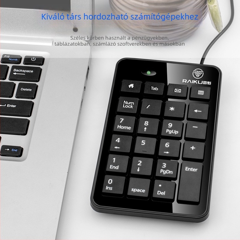Laptophoz numerikus billentyűzet, vezetékes, 98+ billentyű, tenyér-támasz, optikai tengely, kompatibil laptophoz