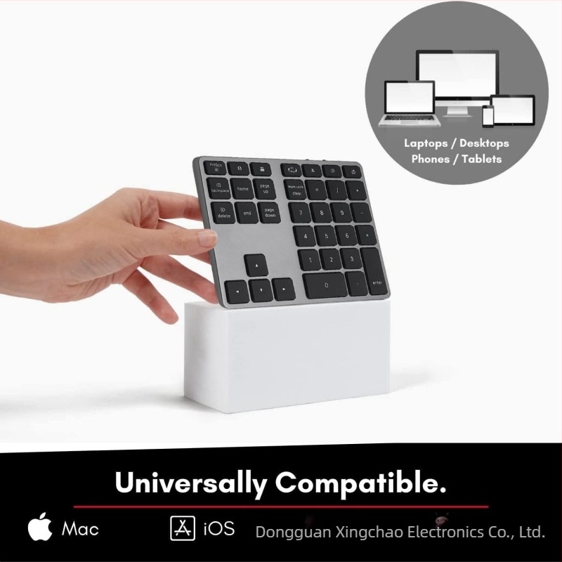 BT 308 35‑gombos vezeték nélküli Bluetooth numerikus billentyűzet alumíniumötvözet testtel, háttérvilágítás, plug-and-play, ergonómiai kialakítás