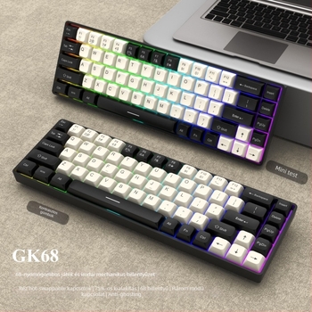 68 billentyűs gamer billentyűzet, USB-kábeles, piros kapcsolóval, vízálló