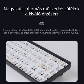 68‑gombos mechanikus billentyűzet DIY készlet RGB háttérvilágítással, zöld tengelyű kapcsolók, vezetékes csatlakozás