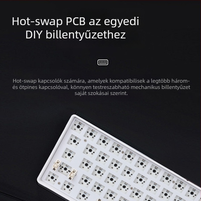 68‑gombos mechanikus billentyűzet DIY készlet RGB háttérvilágítással, zöld tengelyű kapcsolók, vezetékes csatlakozás