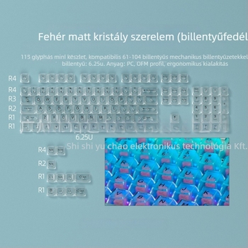 MDA profilú 115 darabos átlátszó keycap készlet mechanikus billentyűzetekhez, PC anyagú, teljesen átlátszó, Cross-kompatibilis