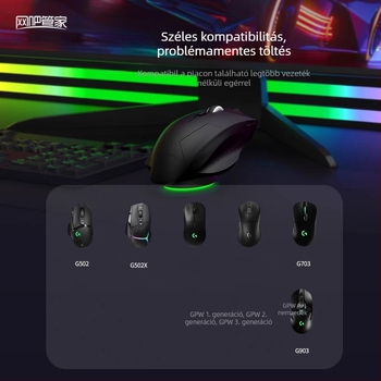 Logitech vezeték nélküli egér mágneses töltőalap – univerzális dokk G Pro Wireless, G502X, G903 (1–4. generáció) – vezetékes csatlakozás