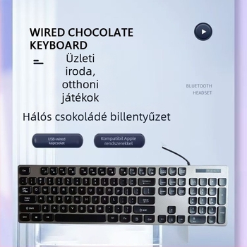K816 ultra vékony vezetékes billentyűzet, USB-interfész, 98+ billentyű, 1,3 m kábel, háttérvilágítás nélkül