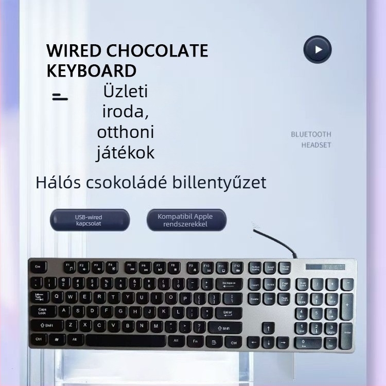 K816 ultra vékony vezetékes billentyűzet, USB-interfész, 98+ billentyű, 1,3 m kábel, háttérvilágítás nélkül
