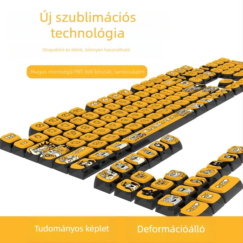 Mechanikus billentyűzethez készült Pudding keycap-ek, PBT anyagú, átlátszó PC, négy oldalról átlátszó, szublimációs nyomtatás, modell Tybt40 graffiti 20250529, 1 év garancia