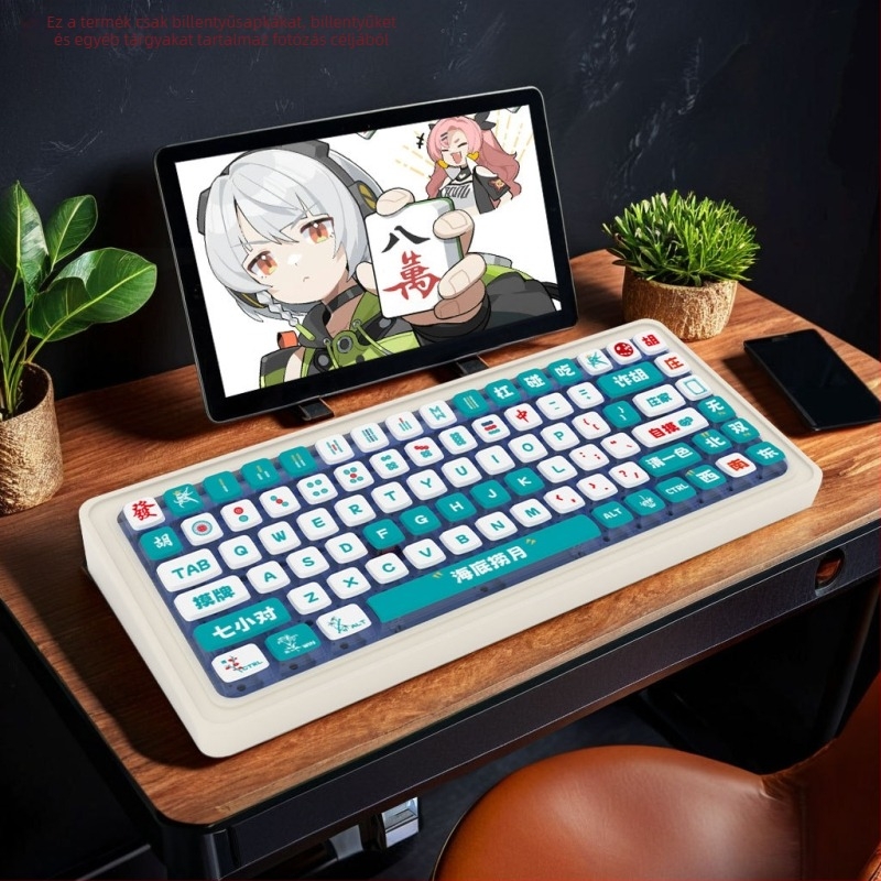 Mahjong témájú PBT SA billentyűzet-kapcsok készlet mechanikus billentyűzetekhez, szublimáció, teljes készlet 61–108 billentyűhöz