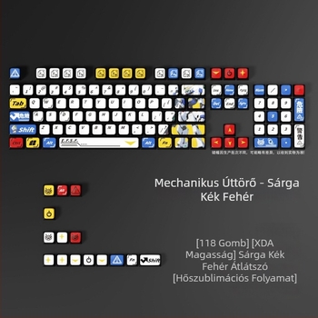 Mecha Gundam Dye-Sublimation keycap készlet mechanikus billentyűzetekhez — ABS anyag, univerzális kompatibilitás, tartalmaz keycap puller-t és csomagolást, 1 év garancia