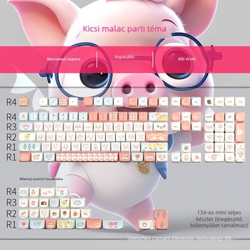 Keycaps mechanikus billentyűzetekhez – alacsony profil, Pigman Party téma, PBT anyag, ötoldalú Dye-sublimációs nyomtatás, univerzális kompatibilitás
