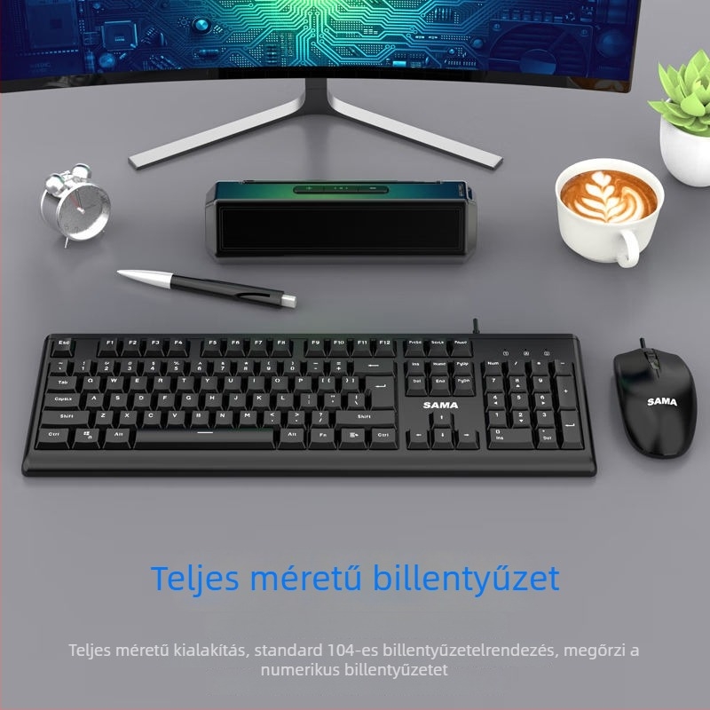 GT200 Kábeles USB billentyűzet és egér készlet, ergonomikus otthoni irodához