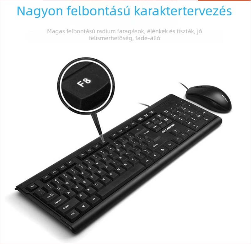 Kábeles USB billentyűzet és egér készlet, M1000 modell, 1600dpi optikai szenzor, USB csatlakozás, ideális noteszgép/iroda/otthon használatra