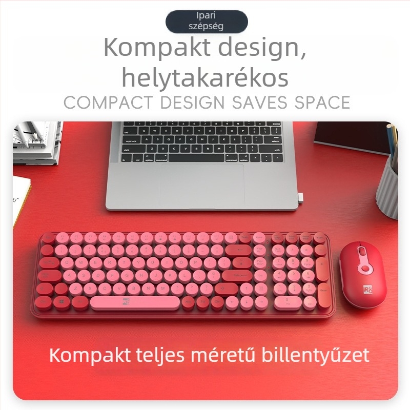 R8 vezeték nélküli billentyűzet és egér készlet, 2.4G vezeték nélküli kapcsolat, USB billentyűzet és USB egér, ergonómikus kialakítás