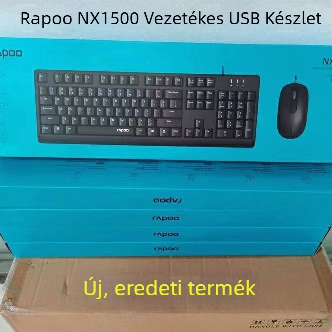 Rapoo NX1500 USB kábeles billentyűzet és egér szett, 1000 dpi, 1,5 m kábel, irodai és otthoni használatra