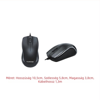 Vezetékes optikai egér, 3-gombos, USB, 1000dpi, laptophoz