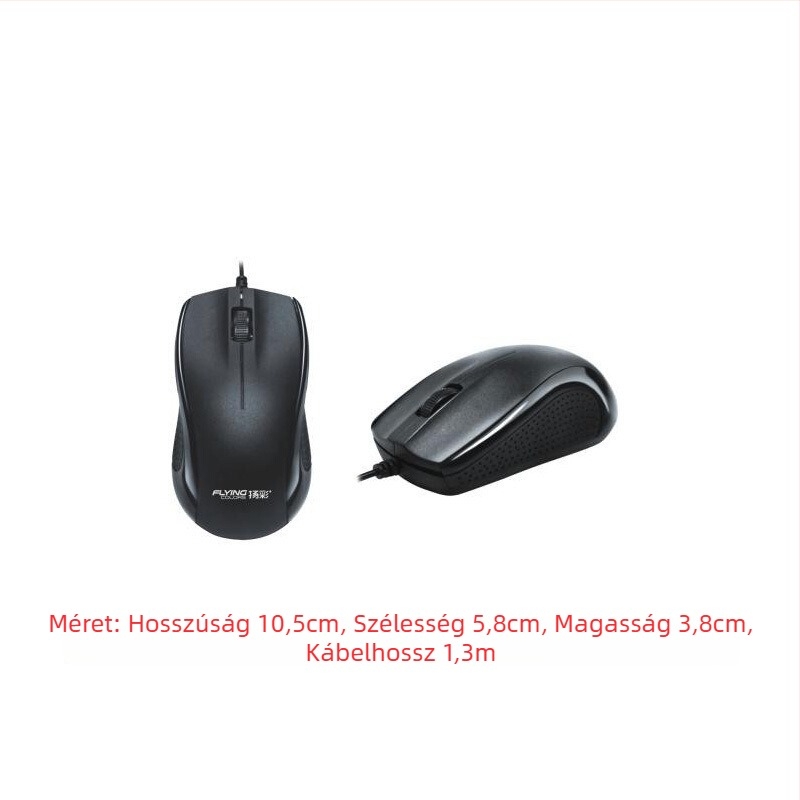 Vezetékes optikai egér, 3-gombos, USB, 1000dpi, laptophoz
