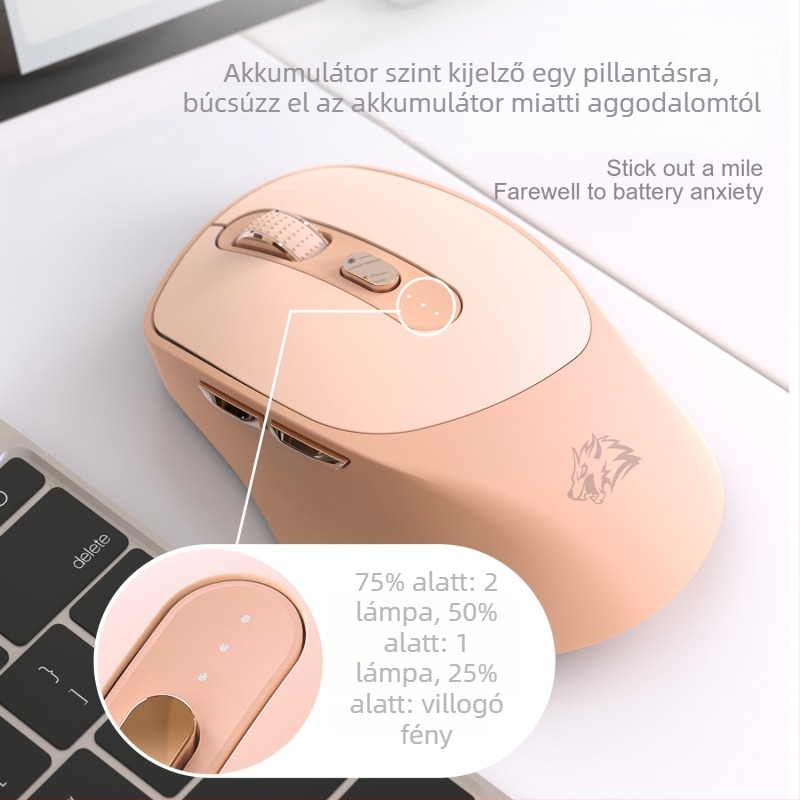 Freedom Wolf X7 vezeték nélküli egér, kettős mód Bluetooth és 2,4 GHz kapcsolattal, optikai érzékelő 4000 DPI, 7 gomb, újratölthető, csendes
