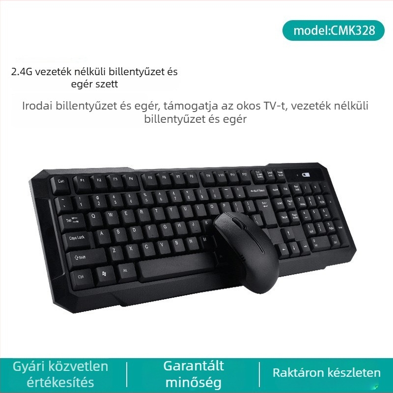 2.4G vezeték nélküli billentyűzet és egér készlet – USB billentyűzet és USB egér, optikai egér 1600 DPI, háttérvilágítás, ergonomikus kialakítás