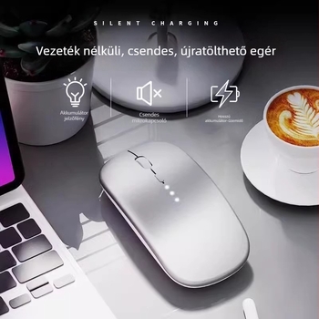 Tölthető Bluetooth csendes vezeték nélküli egér – kettős mód, tabletekhez, asztali számítógépekhez és laptopokhoz