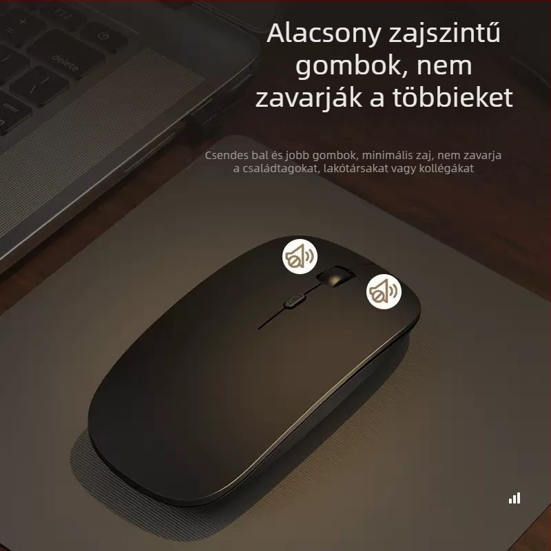 Tölthető Bluetooth csendes vezeték nélküli egér – kettős mód, tabletekhez, asztali számítógépekhez és laptopokhoz