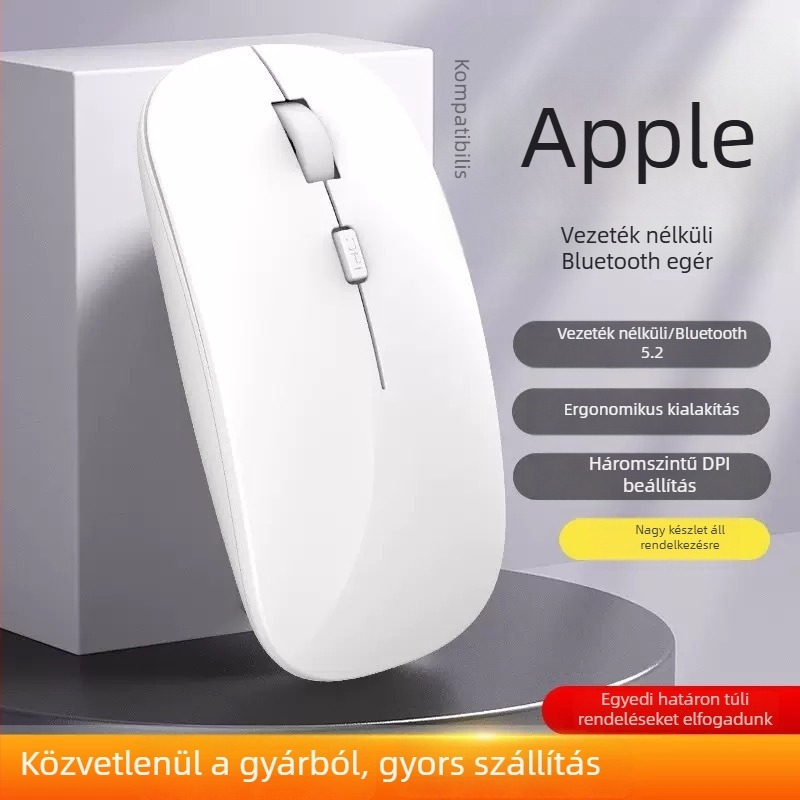 Tölthető Bluetooth csendes vezeték nélküli egér – kettős mód, tabletekhez, asztali számítógépekhez és laptopokhoz
