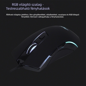 AOC GM120 vezetékes gamer egér, USB, 1600 DPI, 1,5 m kábel, világító