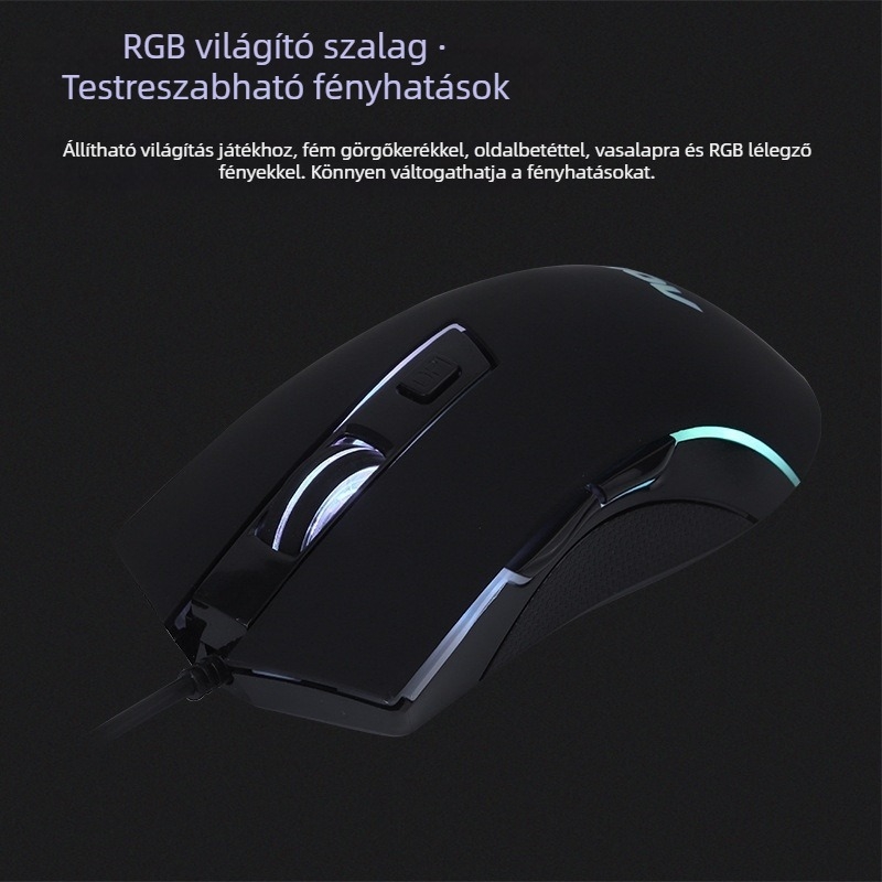 AOC GM120 vezetékes gamer egér, USB, 1600 DPI, 1,5 m kábel, világító