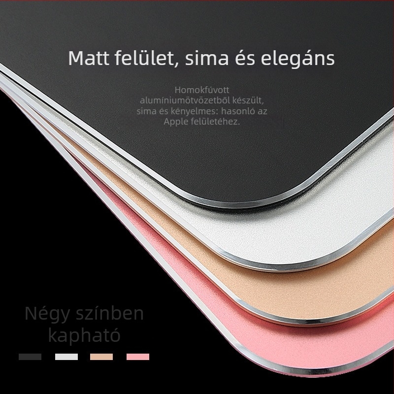Alumínium ötvözet egérpad, méret 245 × 202 mm, egyoldalas matt fémfelület, logó nyomtatás elérhető