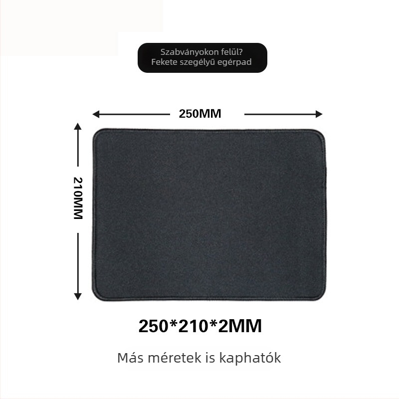 Kis gaming egérpad csúszásmentes élekkel, teljesen fekete, egyszínű asztali párna irodai és otthoni használatra, testre szabható
