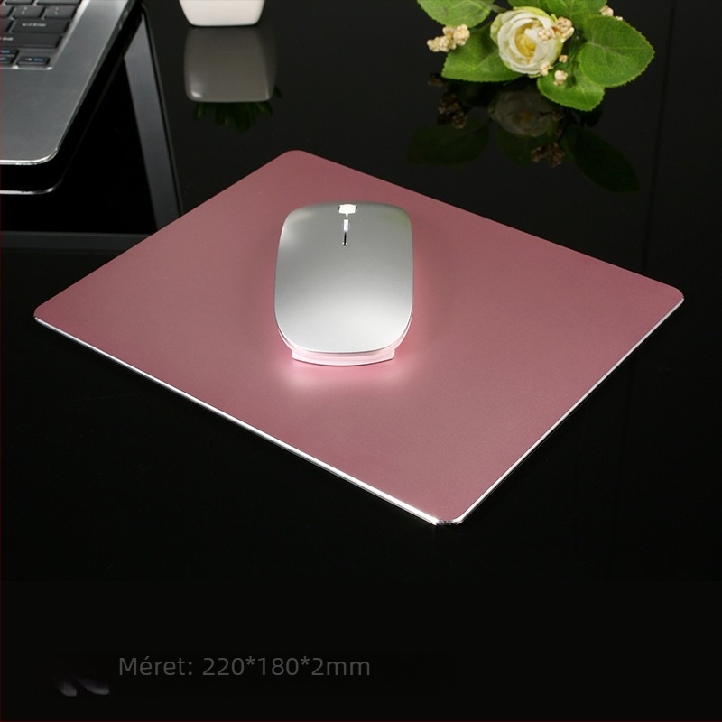 Kétoldalas fém egérpad alumíniumötvözetből, irodai méretű, 220×180×2 mm
