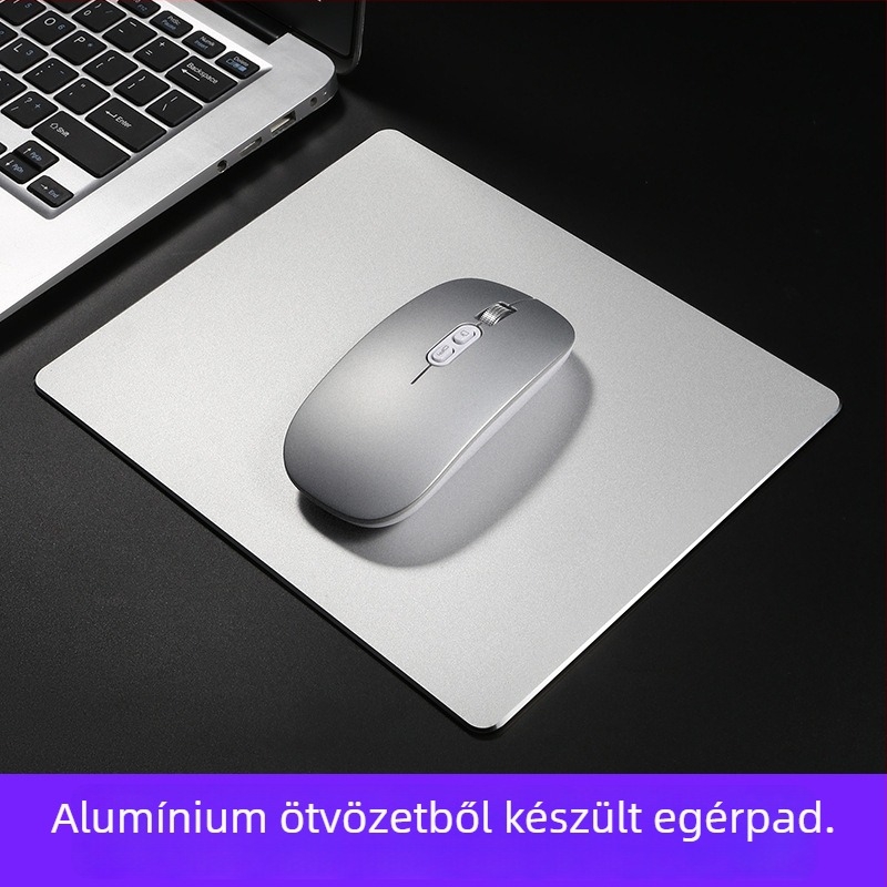 Kétoldalas fém egérpad alumíniumötvözetből, irodai méretű, 220×180×2 mm